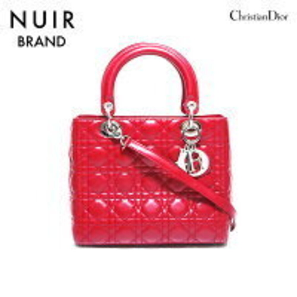 Christian Dior Lady Leather Handbag Red - Picture 1 of 13